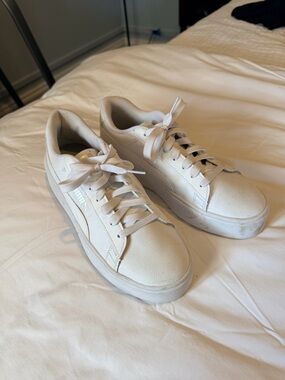 Puma Off-White Leather Platform Sneakers